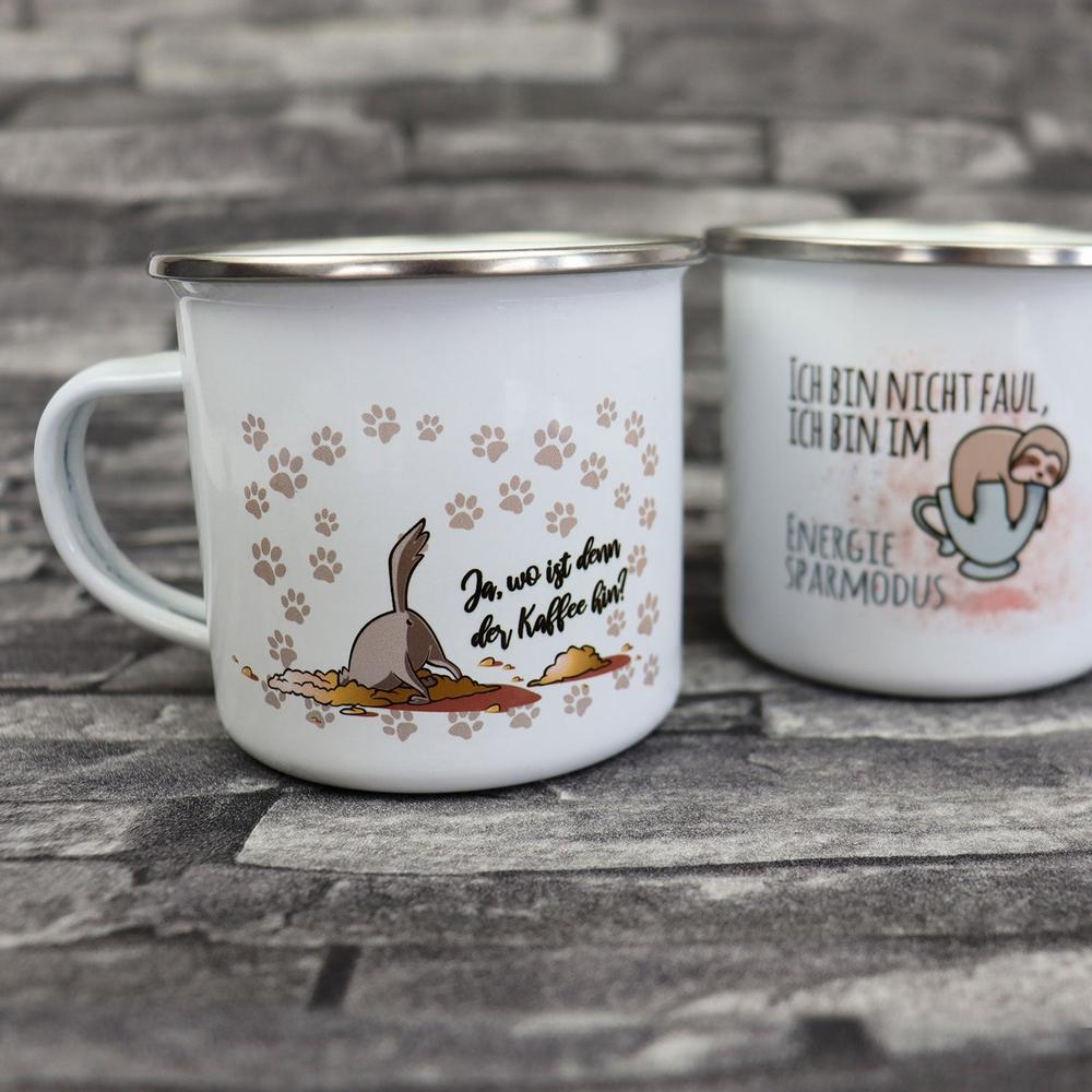 Emaille Becher - dog mom mit Wunschname Farbe-Tierisch-tolle Geschenke-Tierisch-tolle-Geschenke