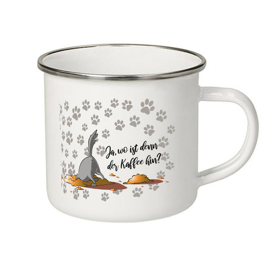 Emaille Becher - Ja wo ist denn der Kaffee hin?-Tierisch-tolle Geschenke-Tierisch-tolle-Geschenke