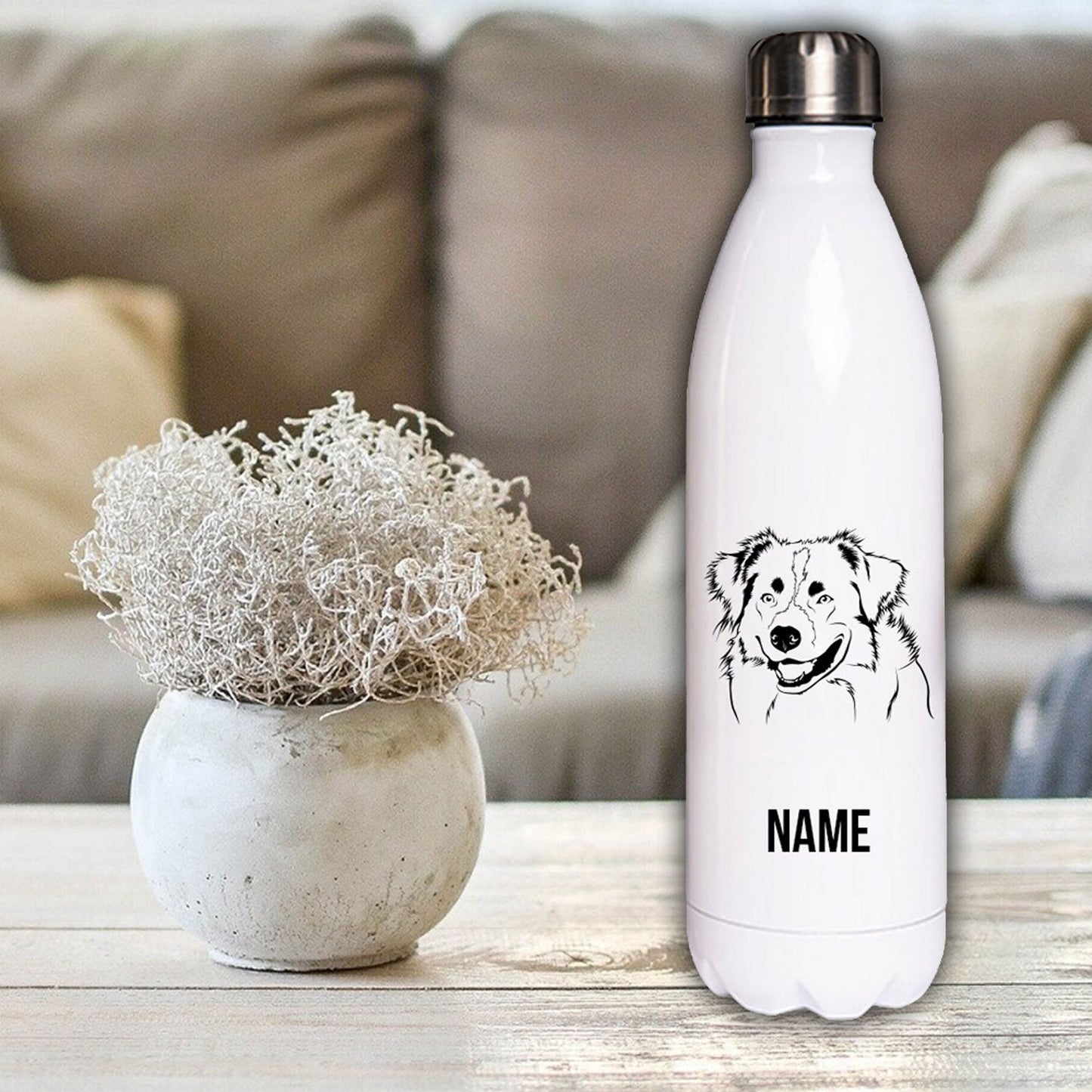 Airedale Terrier - Edelstahl Thermosflasche 750 ml mit Namen-Tierisch-tolle Geschenke-Tierisch-tolle-Geschenke