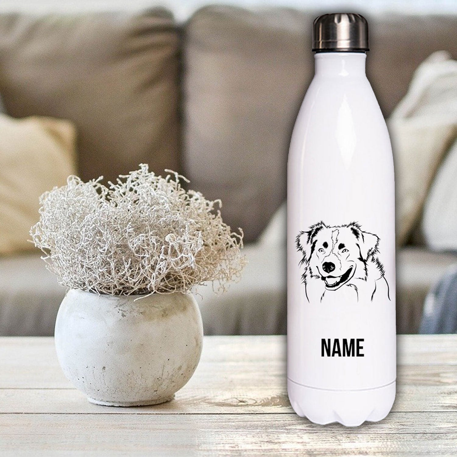 Golden Retriever 2 - Edelstahl Thermosflasche 750 ml mit Namen-Tierisch-tolle Geschenke-Tierisch-tolle-Geschenke