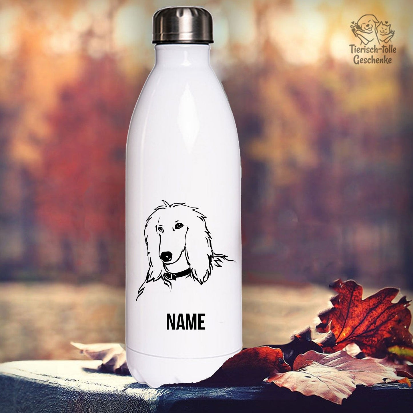 Golden Retriever 2 - Edelstahl Thermosflasche 750 ml mit Namen-Tierisch-tolle Geschenke-Tierisch-tolle-Geschenke