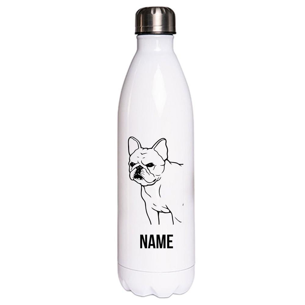 Französische Bulldogge 1 - Edelstahl Thermosflasche 750 ml mit Namen-Tierisch-tolle Geschenke-Tierisch-tolle-Geschenke