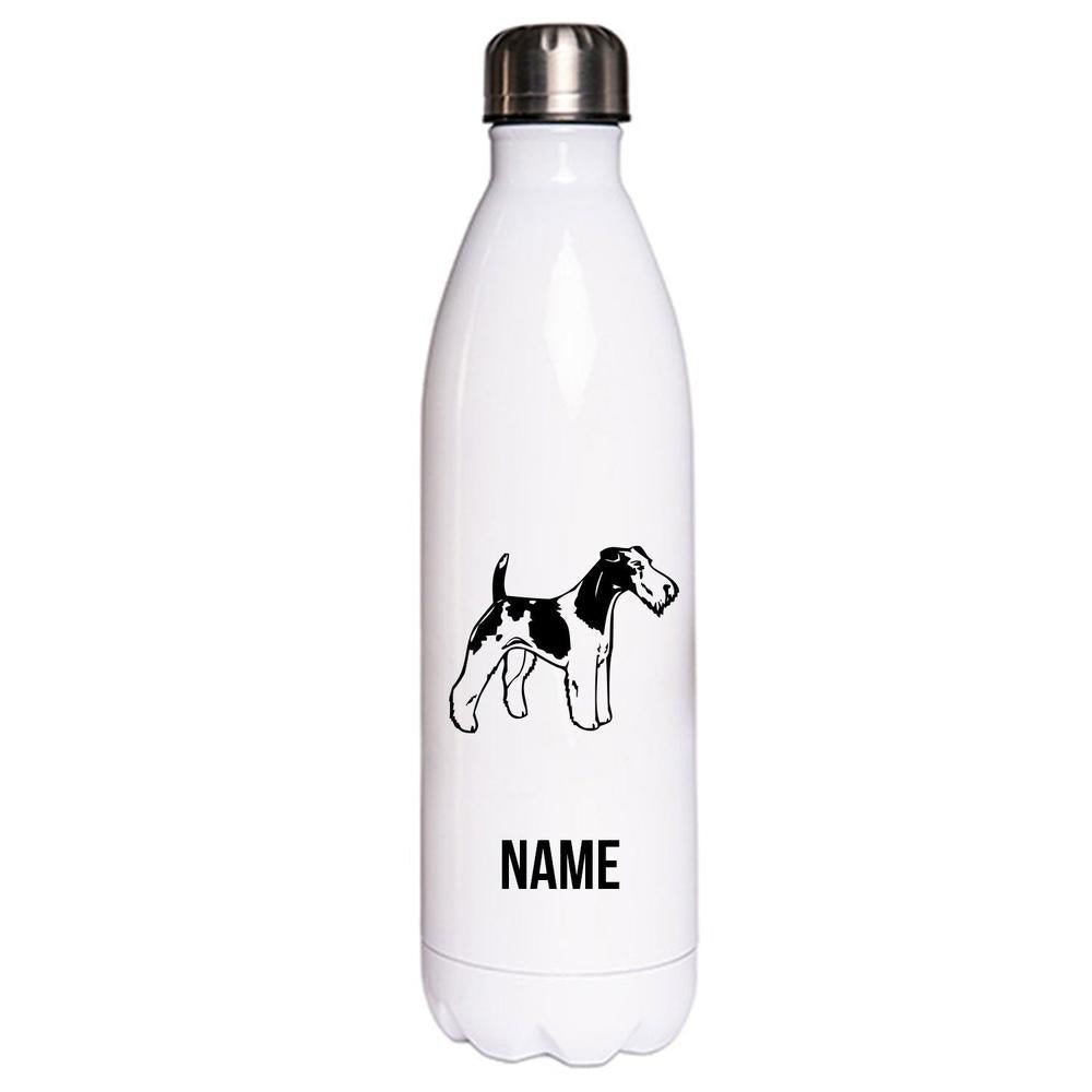 Foxterrier Drahthaar - Edelstahl Thermosflasche 750 ml mit Namen-Tierisch-tolle Geschenke-Tierisch-tolle-Geschenke