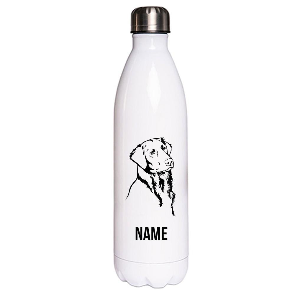 Flat Coated Retriever 1 - Edelstahl Thermosflasche 750 ml mit Namen-Tierisch-tolle Geschenke-Tierisch-tolle-Geschenke