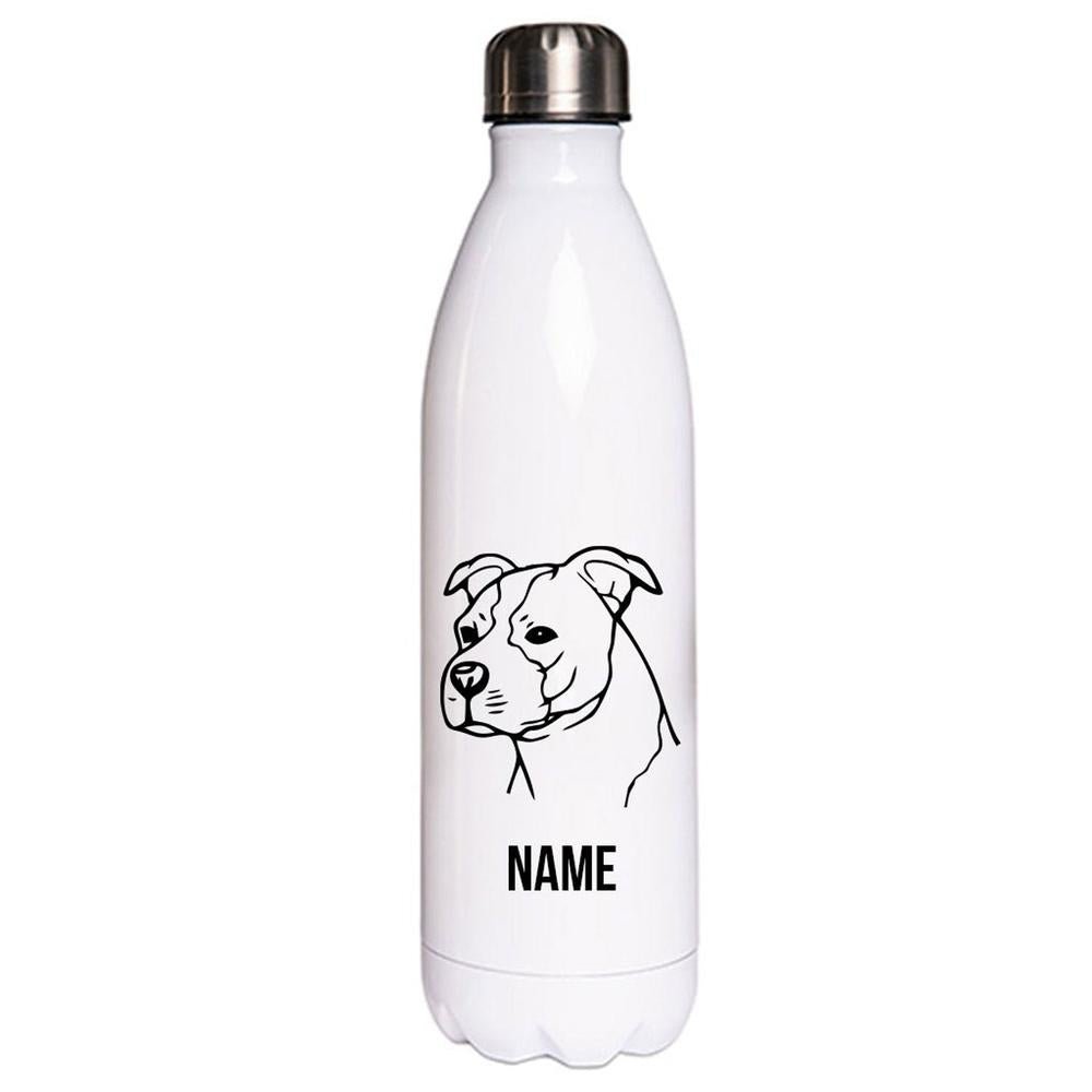 American Staffordshire Terrier unkupiert - Edelstahl Thermosflasche 750 ml mit Namen-Tierisch-tolle Geschenke-Tierisch-tolle-Geschenke