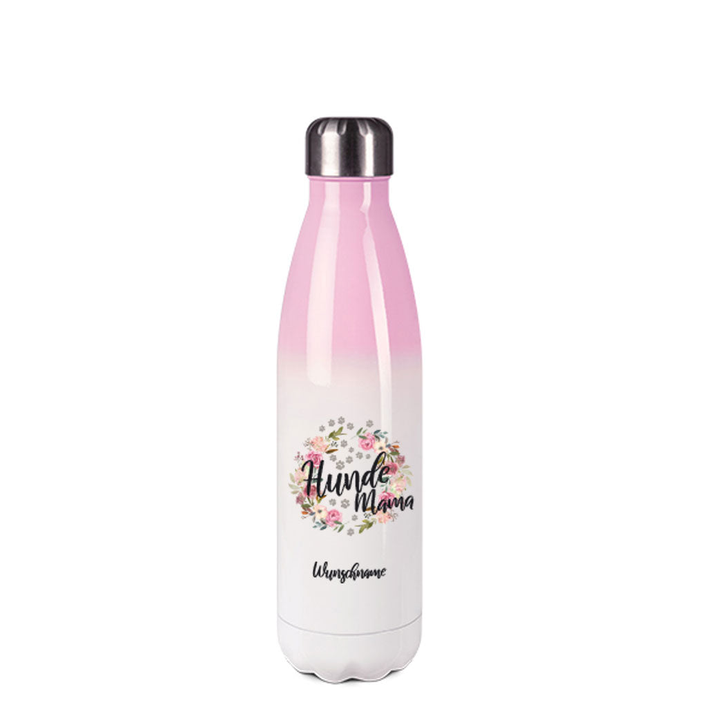 Hundemama - Edelstahl Thermosflasche 500 ml Rosa mit Wunschname-Tierisch-tolle Geschenke-Tierisch-tolle-Geschenke