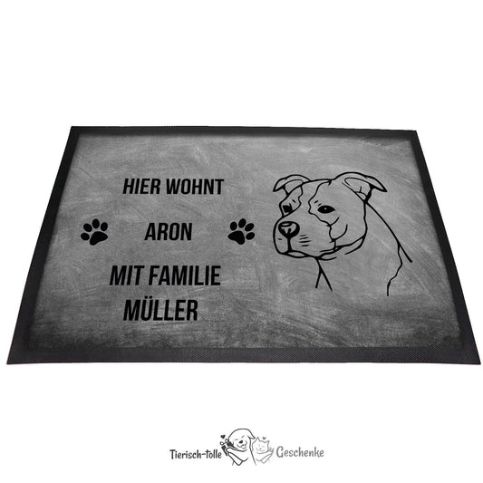 American Stafforshire Terrier -unkupiert- Fußmatte - Schmutzfangmatte - 40 x 60 cm-Tierisch-tolle Geschenke-Tierisch-tolle-Geschenke