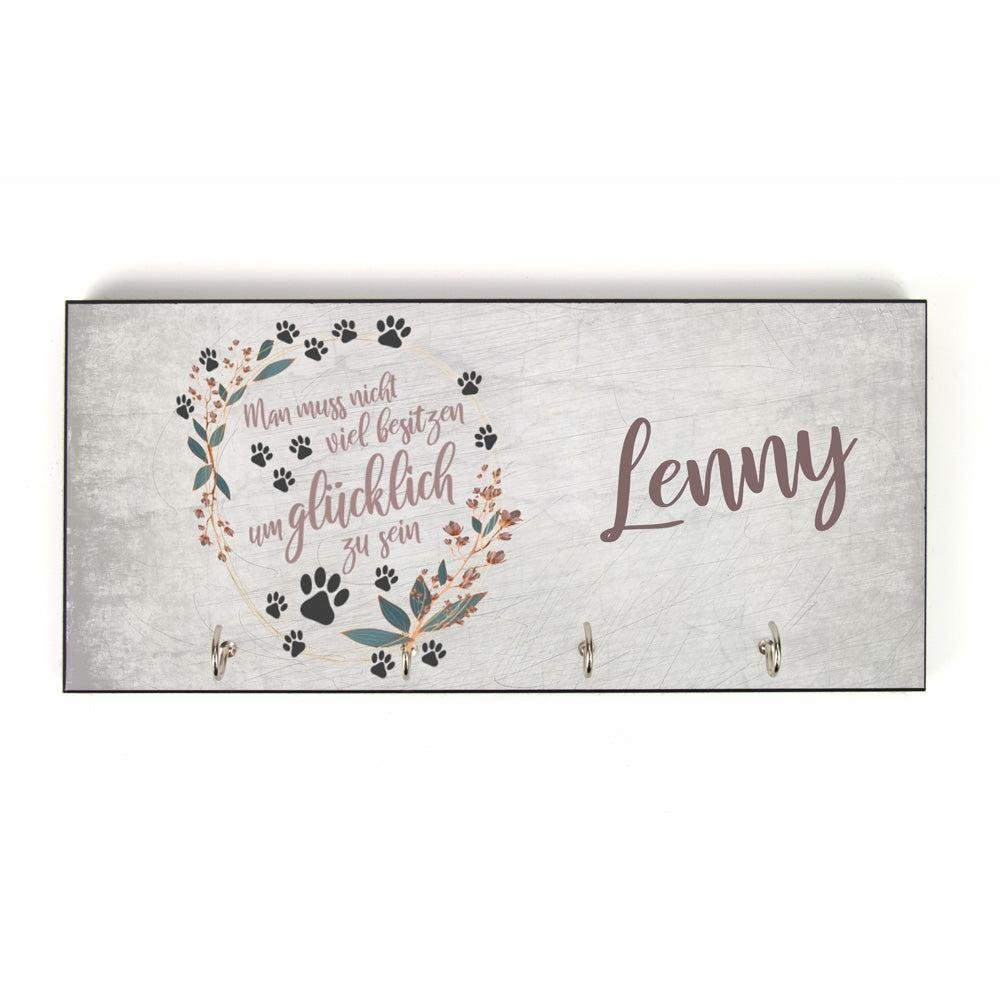 Design Schlüsselbrett: Glücklich sein mit Wunschname-Tierisch tolle Geschenke