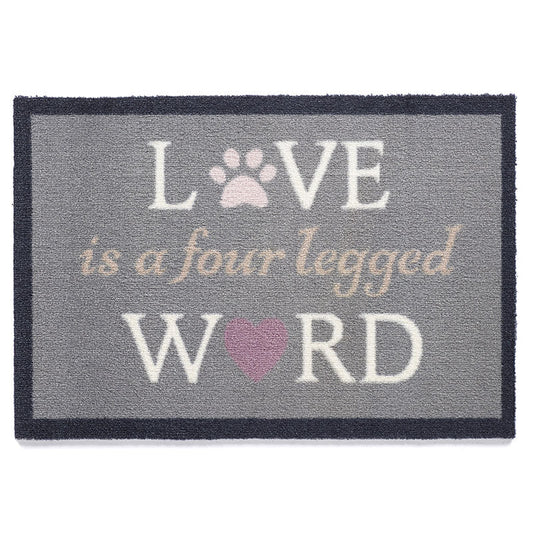 Fußmatte - Schmutzfangmatte mit Hundemotiv - Love is a four legged Word - 50 x 75 cm-Howler & Scratch-Tierisch-tolle-Geschenke