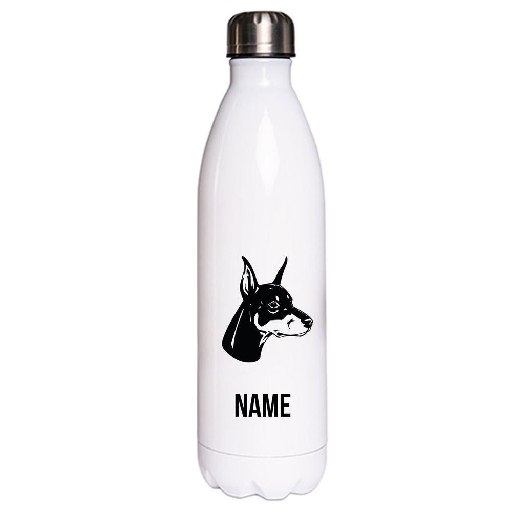 Dobermann 1 - Edelstahl Thermosflasche 750 ml mit Namen-Tierisch-tolle Geschenke-Tierisch-tolle-Geschenke