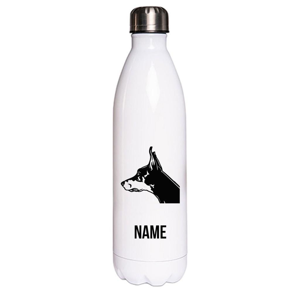 Dobermann - Edelstahl Thermosflasche 750 ml mit Namen-Tierisch-tolle Geschenke-Tierisch-tolle-Geschenke