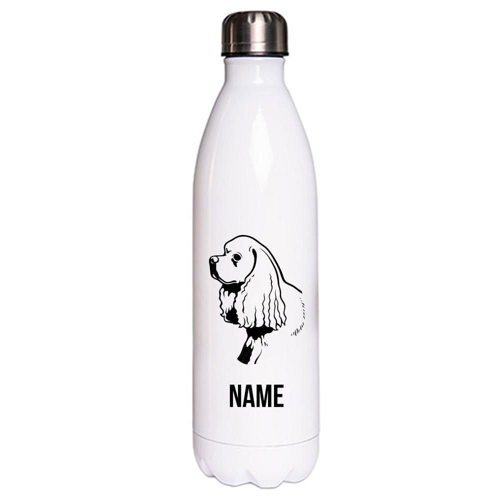 Cocker Spaniel Langhaar - Edelstahl Thermosflasche 750 ml mit Namen-Tierisch-tolle Geschenke-Tierisch-tolle-Geschenke