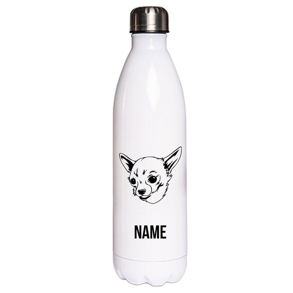 Chihuahua Kurzhaar - Edelstahl Thermosflasche 750 ml mit Namen-Tierisch-tolle Geschenke-Tierisch-tolle-Geschenke