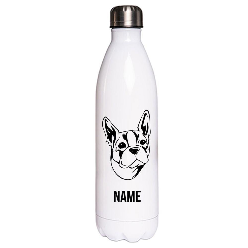 Boston Terrier 2 - Edelstahl Thermosflasche 750 ml mit Namen-Tierisch-tolle Geschenke-Tierisch-tolle-Geschenke
