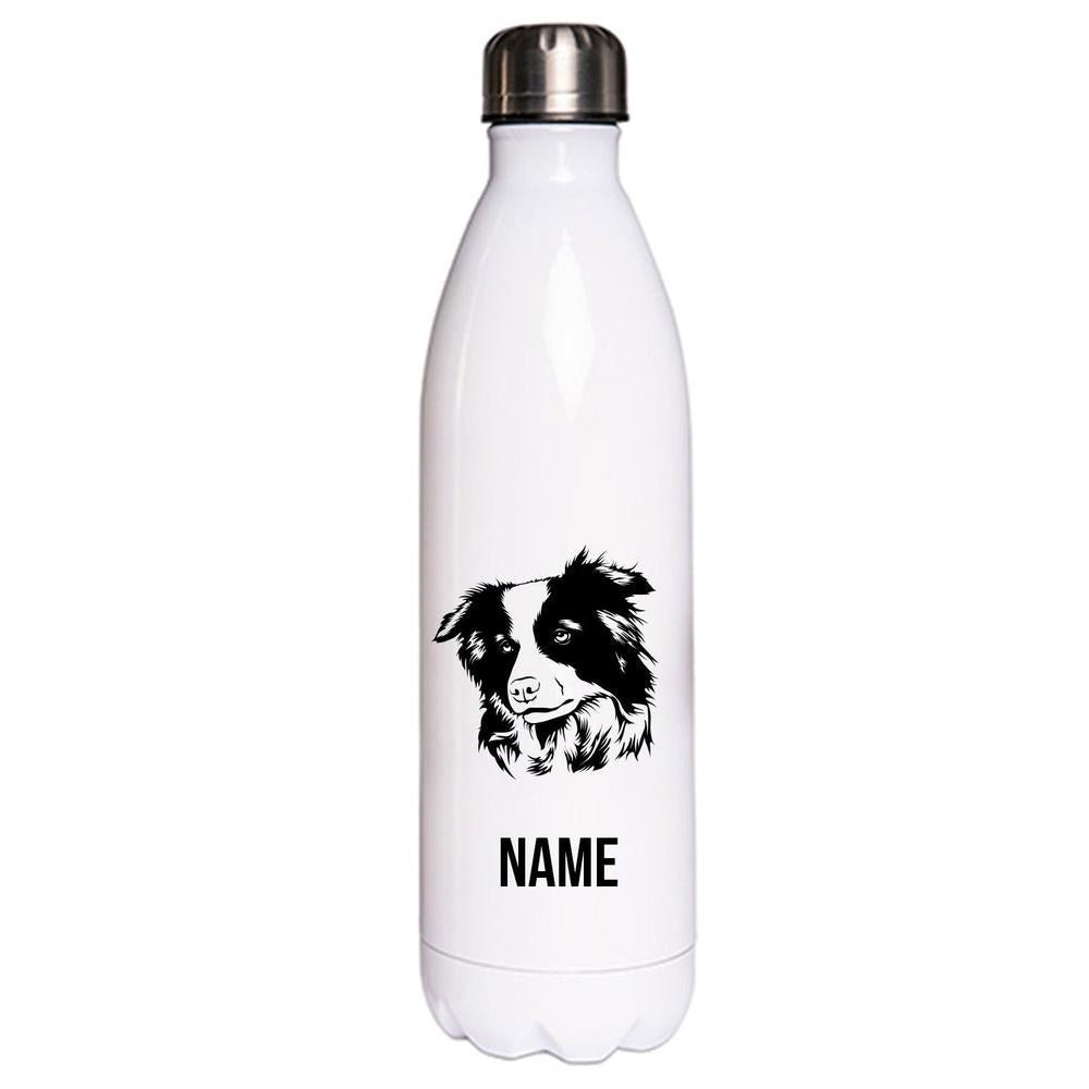 Border Collie - Edelstahl Thermosflasche 750 ml mit Namen-Tierisch-tolle Geschenke-Tierisch-tolle-Geschenke