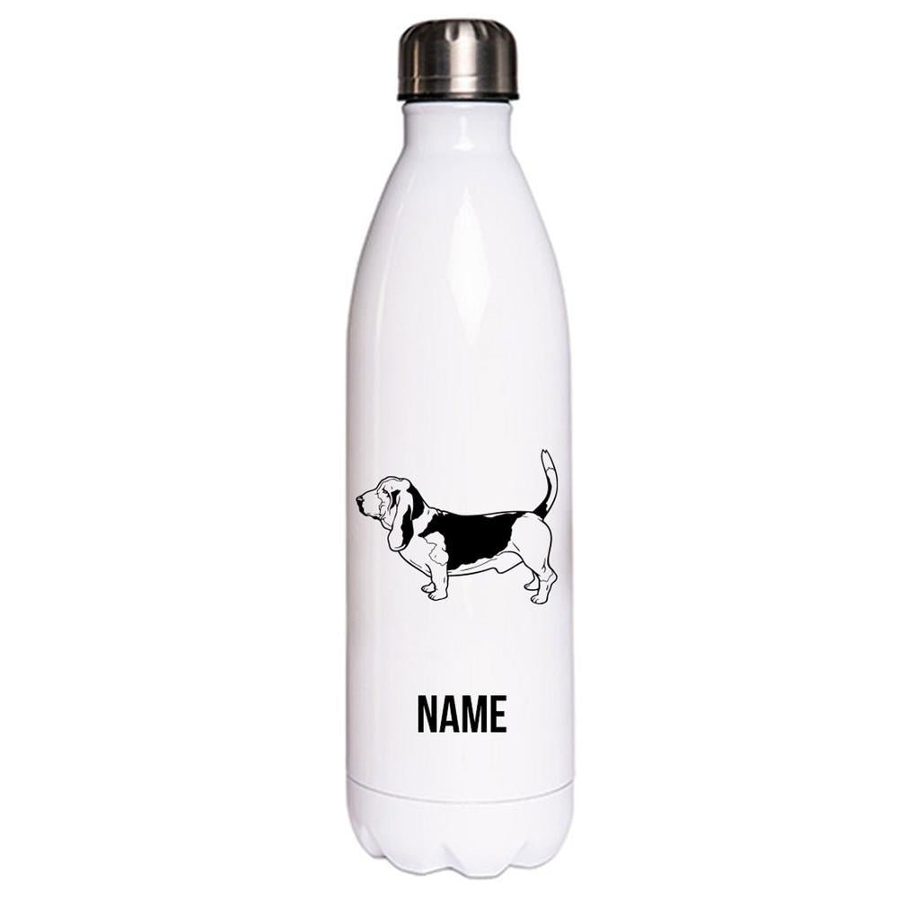 Basset 2 - Edelstahl Thermosflasche 750 ml mit Namen-Tierisch-tolle Geschenke-Tierisch-tolle-Geschenke