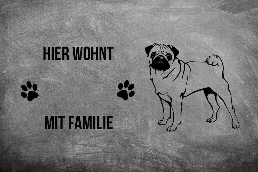 Mops stehend - Fußmatte - Schmutzfangmatte - 40 x 60 cm-Tierisch-tolle Geschenke-Tierisch-tolle-Geschenke