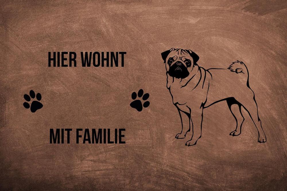 Mops stehend - Fußmatte - Schmutzfangmatte - 40 x 60 cm-Tierisch-tolle Geschenke-Tierisch-tolle-Geschenke