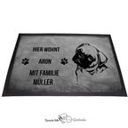 Mops 1 - Fußmatte - Schmutzfangmatte - 40 x 60 cm-Tierisch-tolle Geschenke-Tierisch-tolle-Geschenke