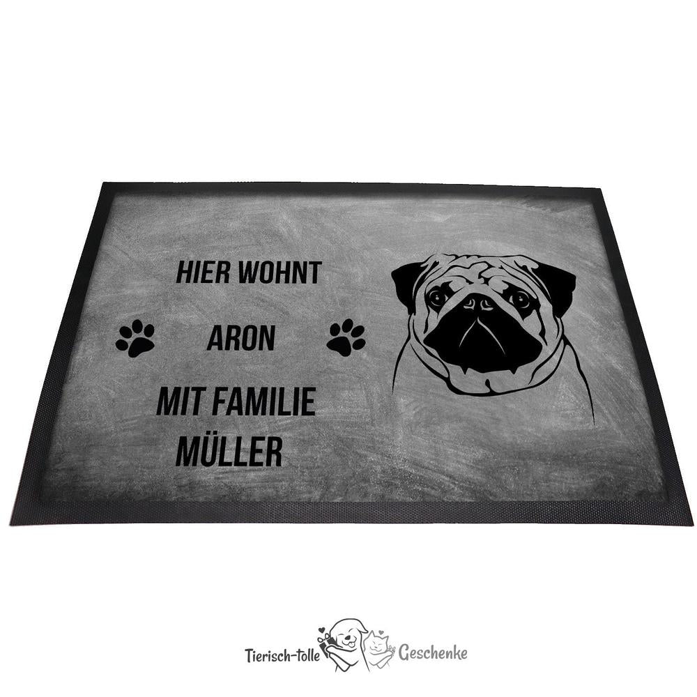 Mops - Fußmatte - Schmutzfangmatte - 40 x 60 cm-Tierisch-tolle Geschenke-Tierisch-tolle-Geschenke