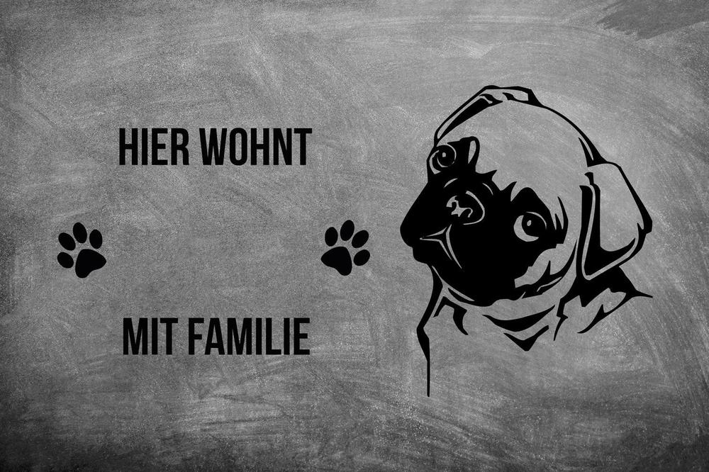 Mops 1 - Fußmatte - Schmutzfangmatte - 40 x 60 cm-Tierisch-tolle Geschenke-Tierisch-tolle-Geschenke