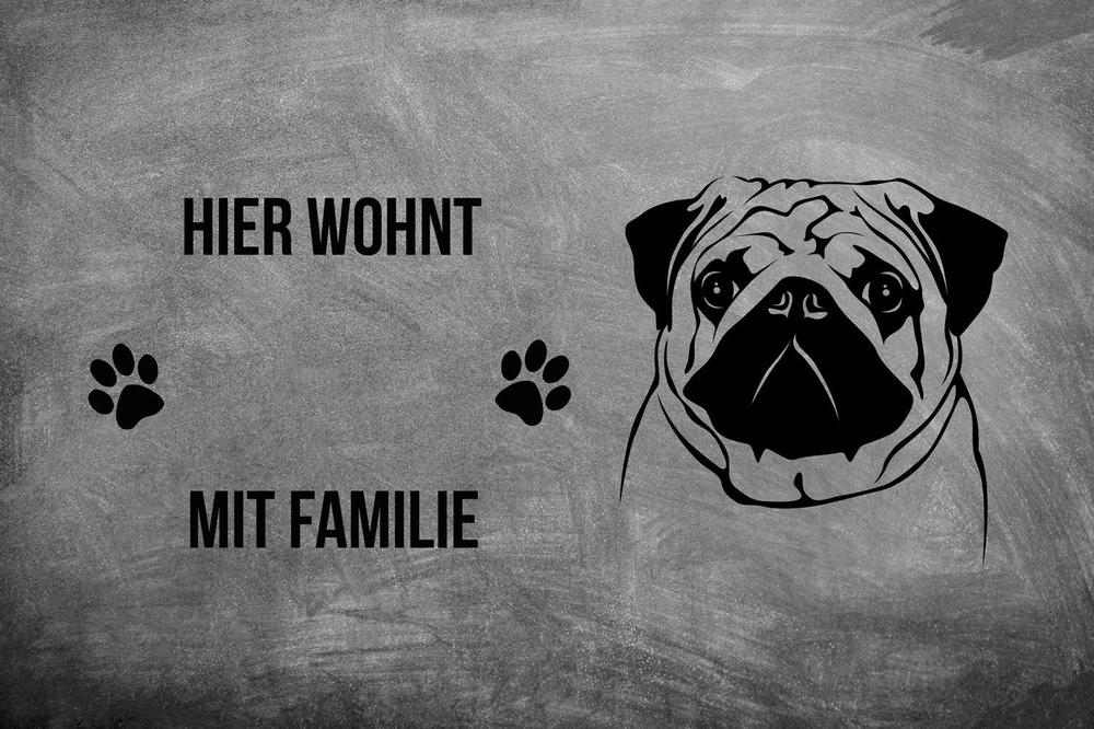 Mops - Fußmatte - Schmutzfangmatte - 40 x 60 cm-Tierisch-tolle Geschenke-Tierisch-tolle-Geschenke