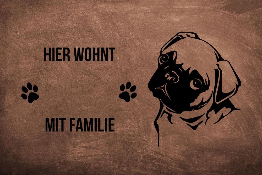 Mops 1 - Fußmatte - Schmutzfangmatte - 40 x 60 cm-Tierisch-tolle Geschenke-Tierisch-tolle-Geschenke