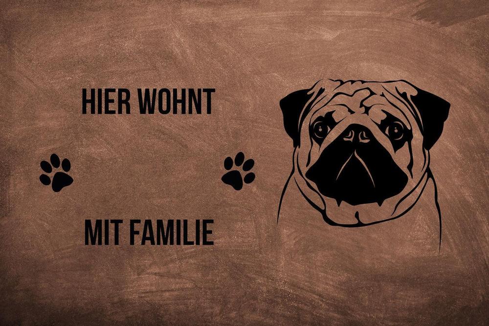 Mops - Fußmatte - Schmutzfangmatte - 40 x 60 cm-Tierisch-tolle Geschenke-Tierisch-tolle-Geschenke