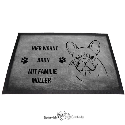 Französische Bulldogge - Fußmatte - Schmutzfangmatte - 40 x 60 cm-Tierisch-tolle Geschenke-Tierisch-tolle-Geschenke