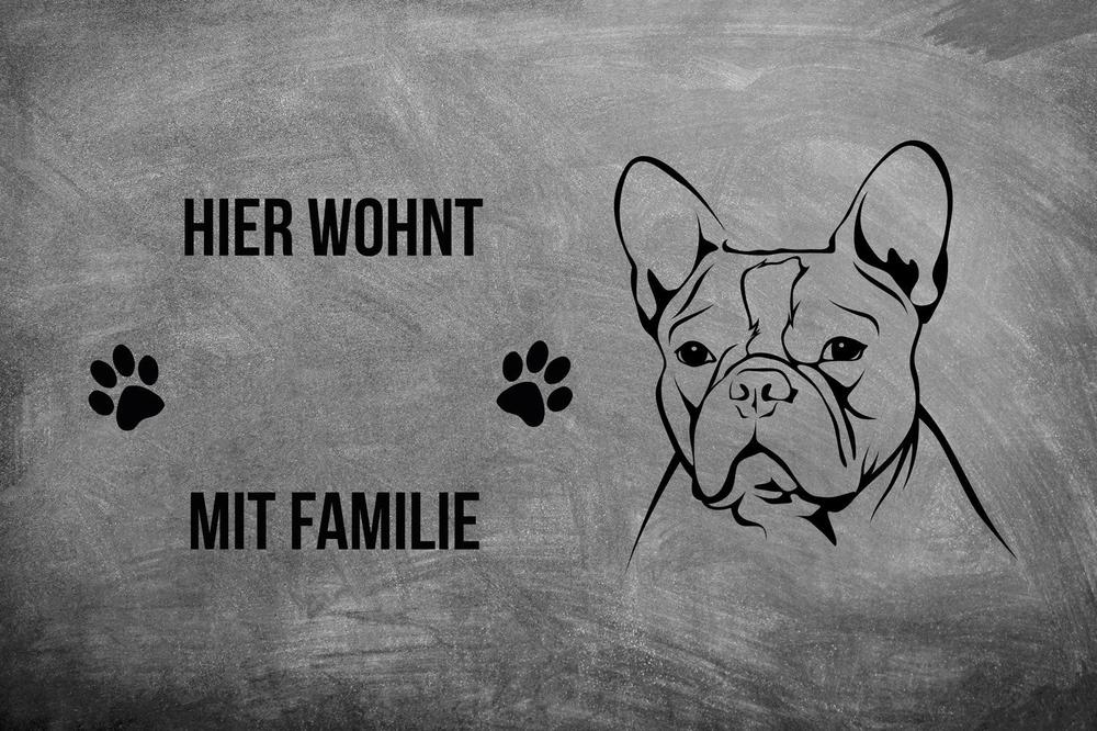 Französische Bulldogge 3 - Fußmatte - Schmutzfangmatte - 40 x 60 cm-Tierisch-tolle Geschenke-Tierisch-tolle-Geschenke