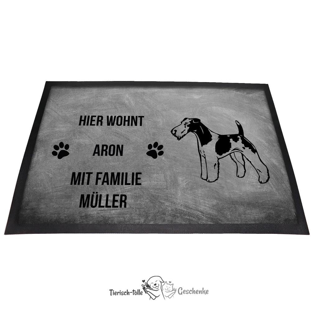 Foxterrier Drahthaar - Fußmatte - Schmutzfangmatte - 40 x 60 cm-Tierisch-tolle Geschenke-Tierisch-tolle-Geschenke