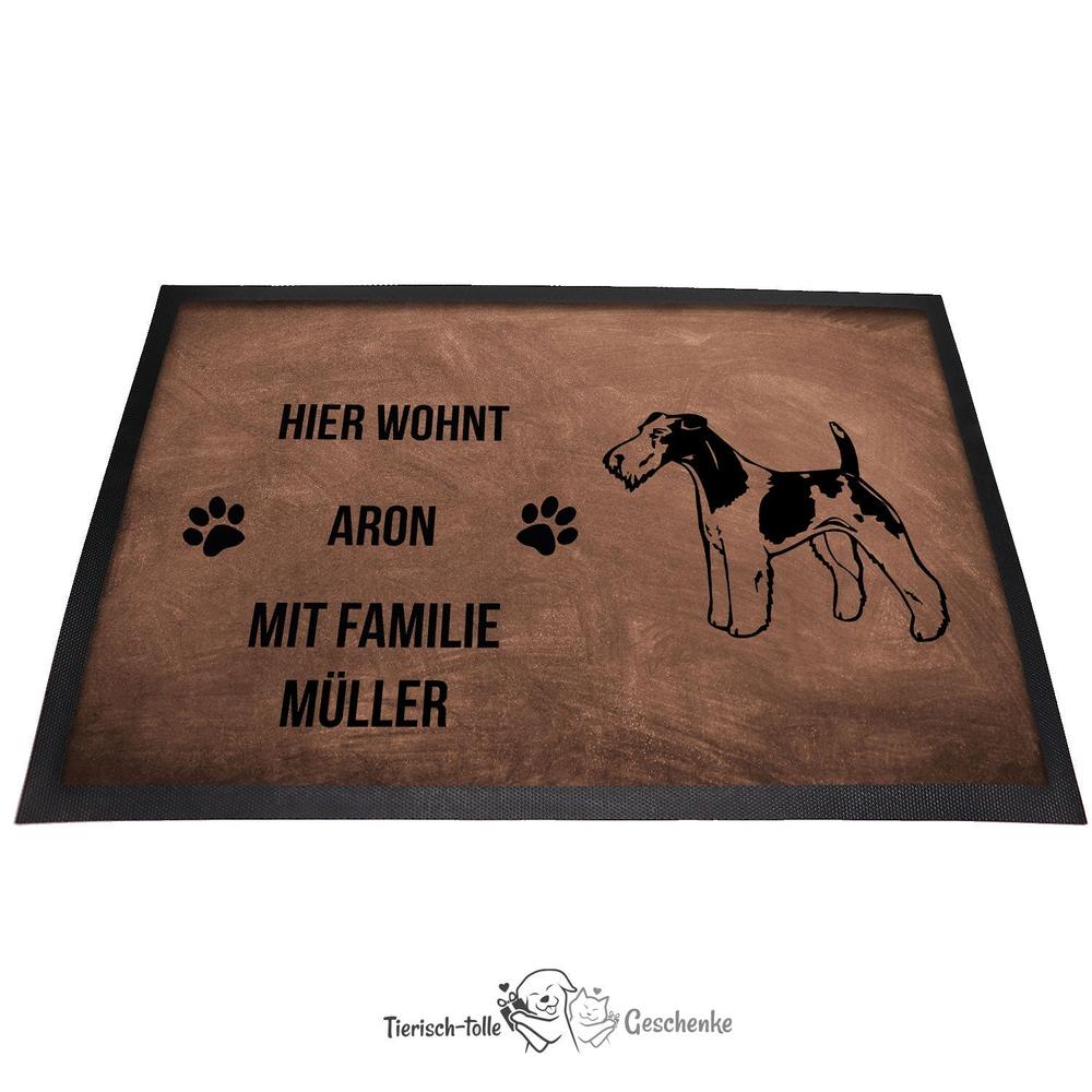 Foxterrier Drahthaar - Fußmatte - Schmutzfangmatte - 40 x 60 cm-Tierisch-tolle Geschenke-Tierisch-tolle-Geschenke