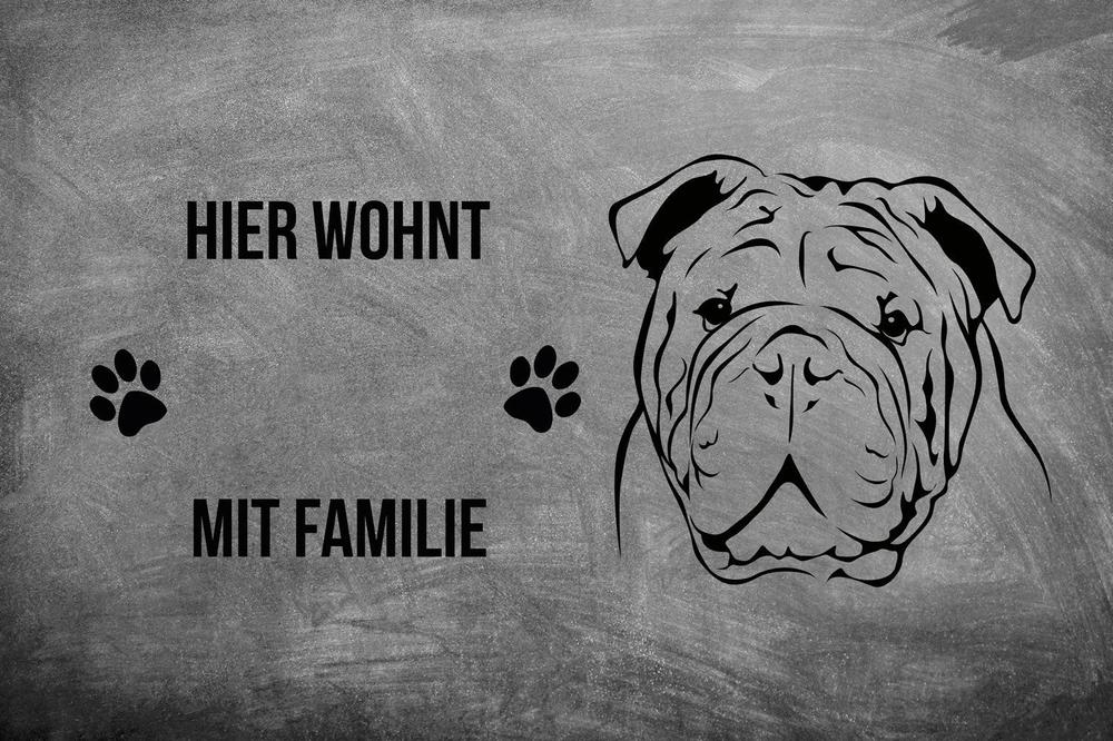 Englische Bulldogge - Fußmatte - Schmutzfangmatte - 40 x 60 cm-Tierisch-tolle Geschenke-Tierisch-tolle-Geschenke