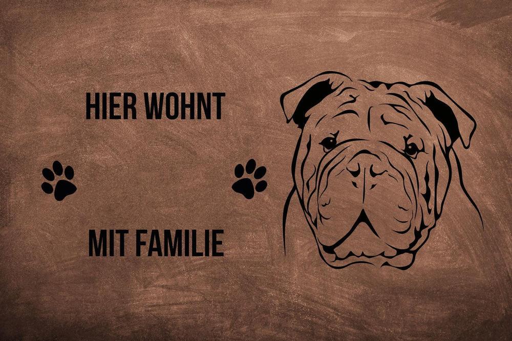 Englische Bulldogge - Fußmatte - Schmutzfangmatte - 40 x 60 cm-Tierisch-tolle Geschenke-Tierisch-tolle-Geschenke