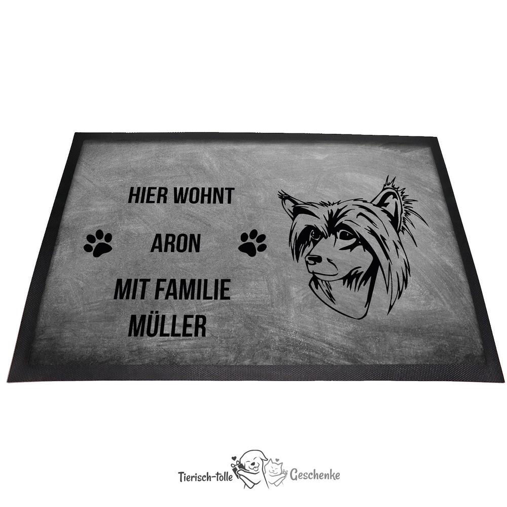 Chinesischer Schopfhund 2 - Fußmatte - Schmutzfangmatte - 40 x 60 cm-Tierisch-tolle Geschenke-Tierisch-tolle-Geschenke