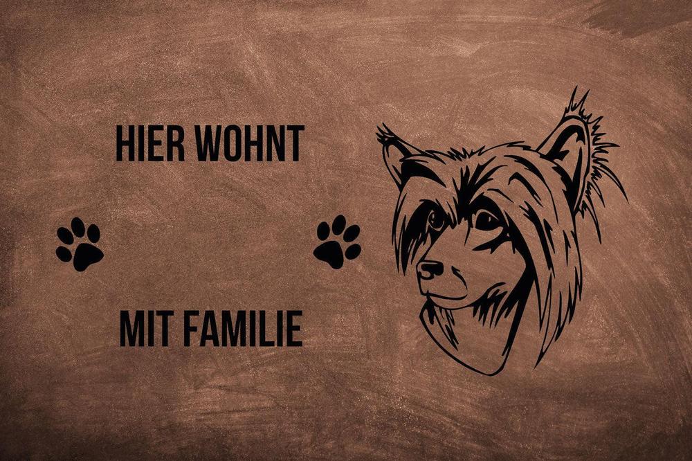 Chinesischer Schopfhund 2 - Fußmatte - Schmutzfangmatte - 40 x 60 cm-Tierisch-tolle Geschenke-Tierisch-tolle-Geschenke
