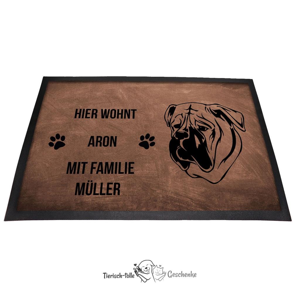 Bullmastiff 2 - Fußmatte - Schmutzfangmatte - 40 x 60 cm-Tierisch-tolle Geschenke-Tierisch-tolle-Geschenke