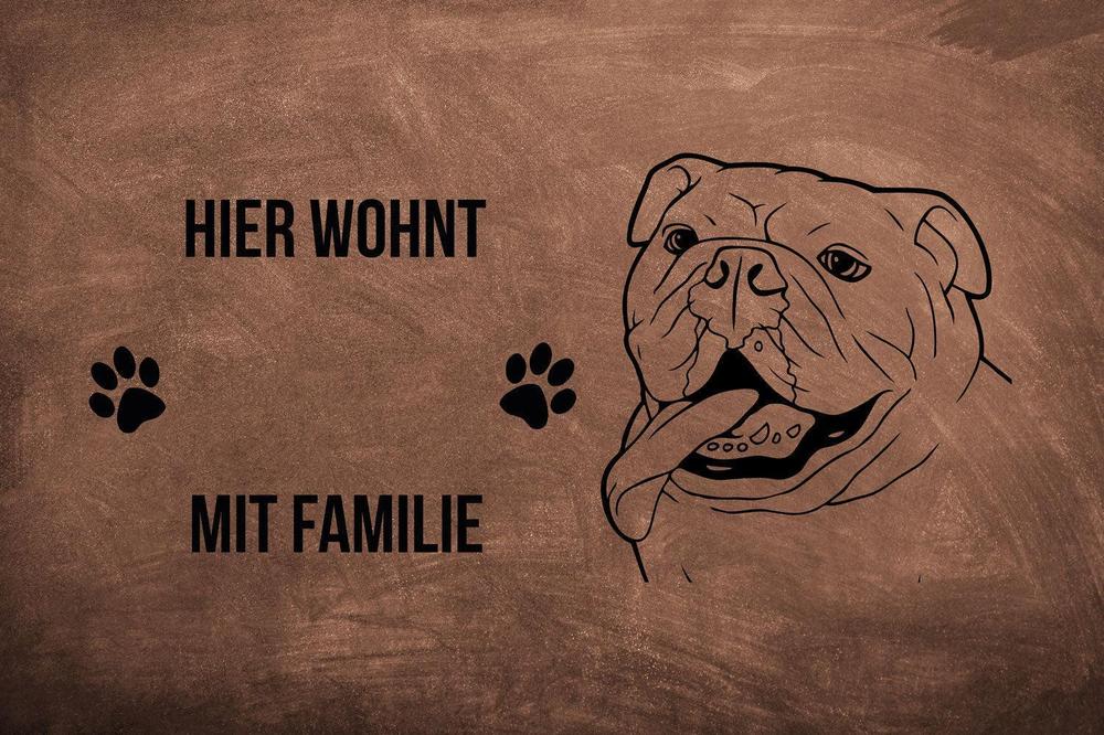 Bulldogge 2 - Fußmatte - Schmutzfangmatte - 40 x 60 cm-Tierisch-tolle Geschenke-Tierisch-tolle-Geschenke