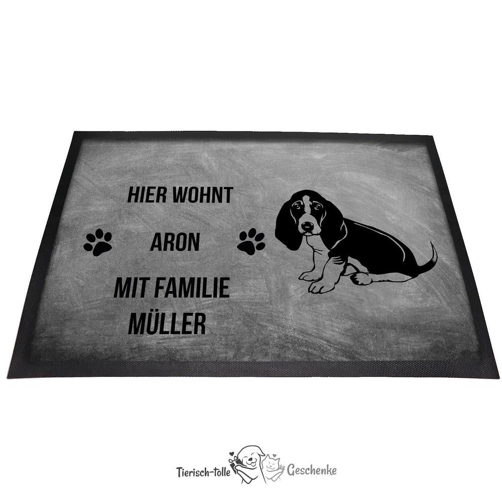 Basset 3 - Fußmatte - Schmutzfangmatte - 40 x 60 cm-Tierisch-tolle Geschenke-Tierisch-tolle-Geschenke