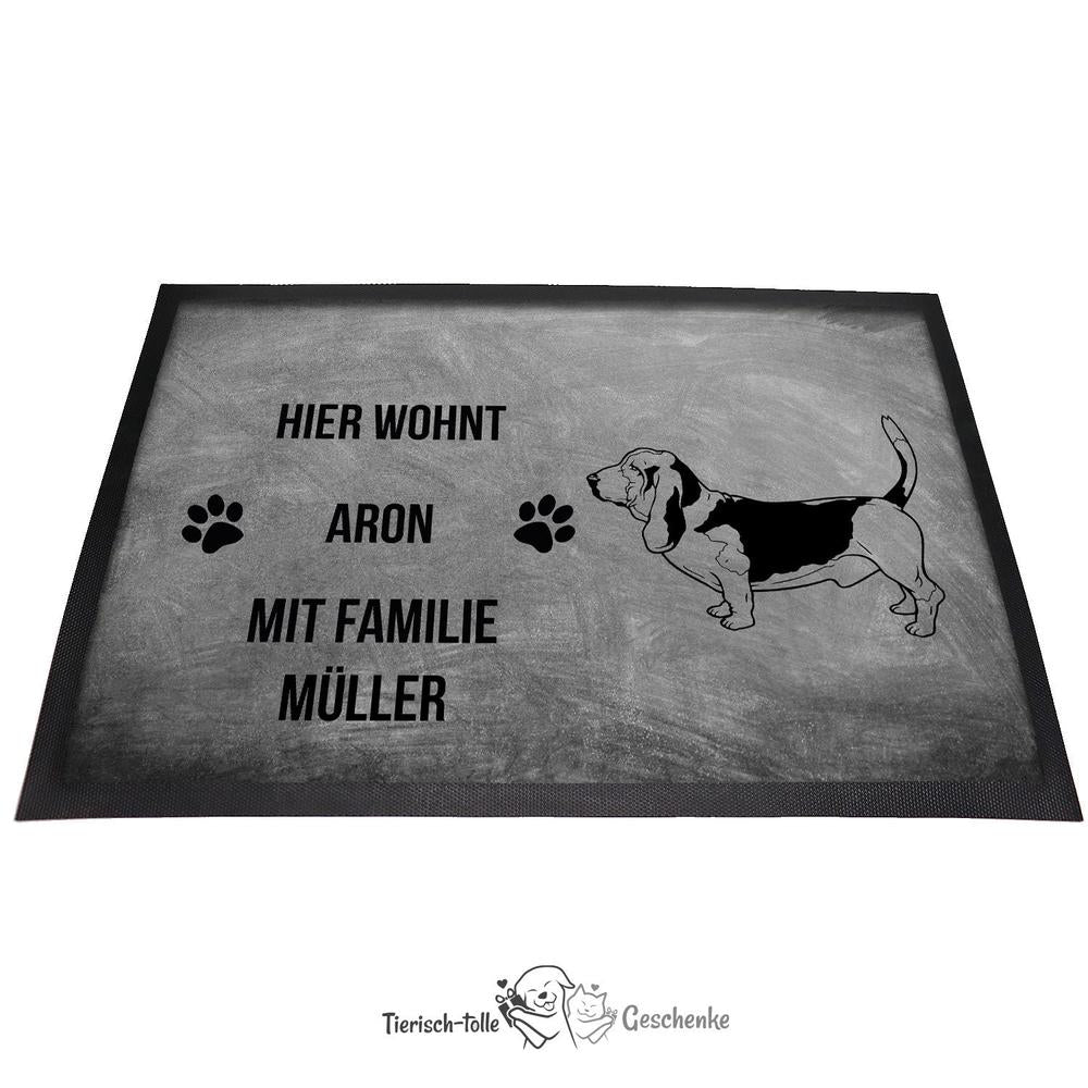 Basset 2 - Fußmatte - Schmutzfangmatte - 40 x 60 cm-Tierisch-tolle Geschenke-Tierisch-tolle-Geschenke