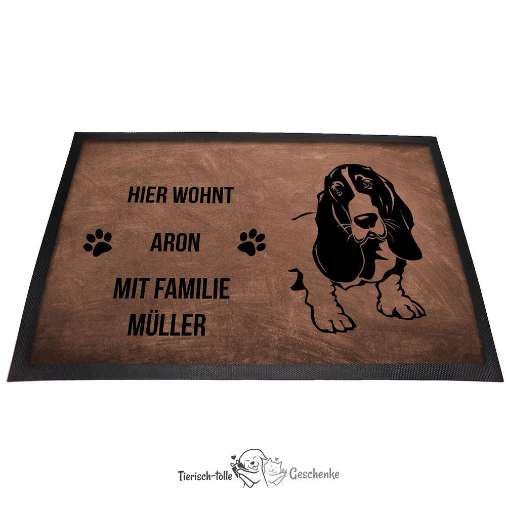 Basset 1 - Fußmatte - Schmutzfangmatte - 40 x 60 cm-Tierisch-tolle Geschenke-Tierisch-tolle-Geschenke