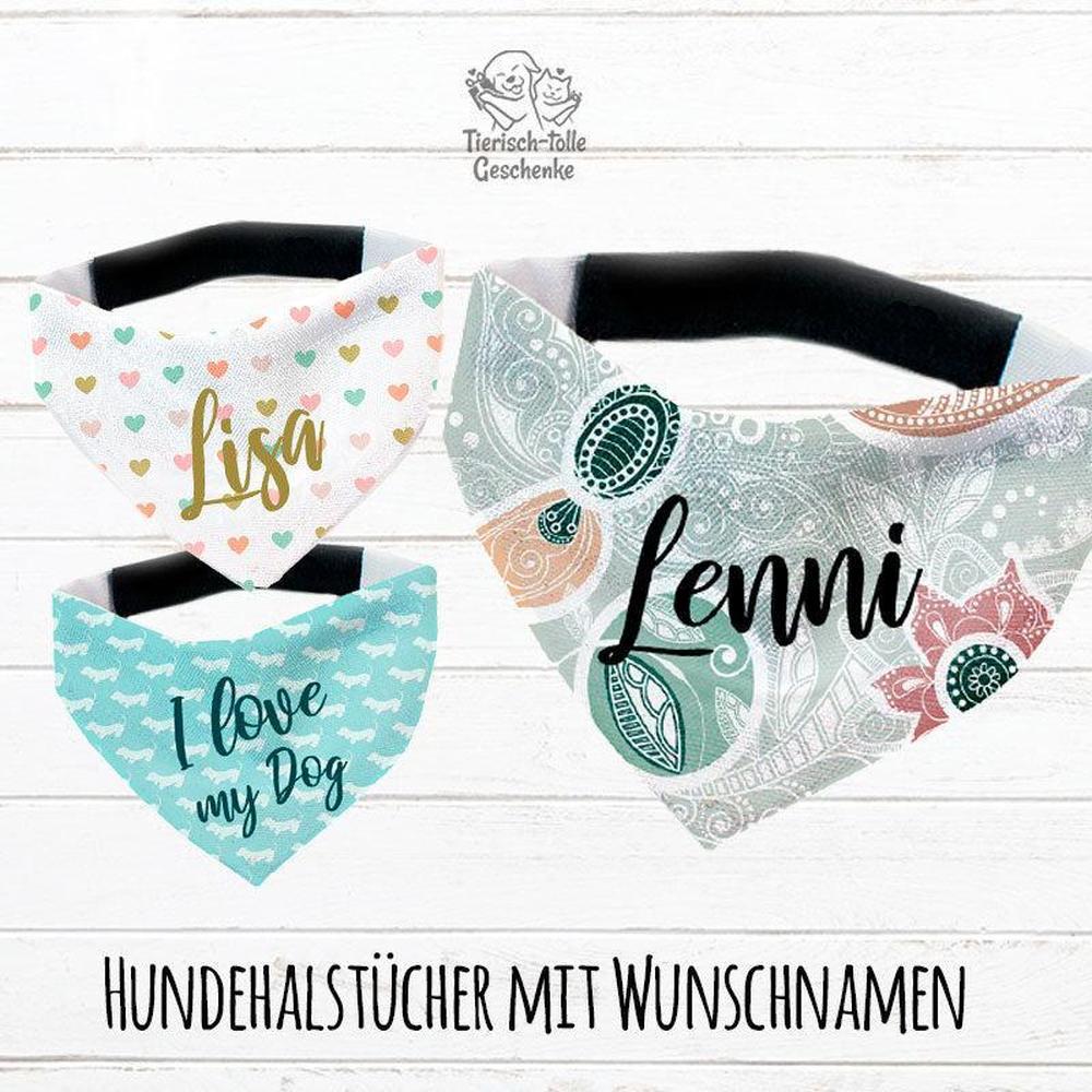 Hunde-Halstuch Hundespruch Valentine Herzchen Wunschname-Tierisch-tolle Geschenke-Tierisch-tolle-Geschenke
