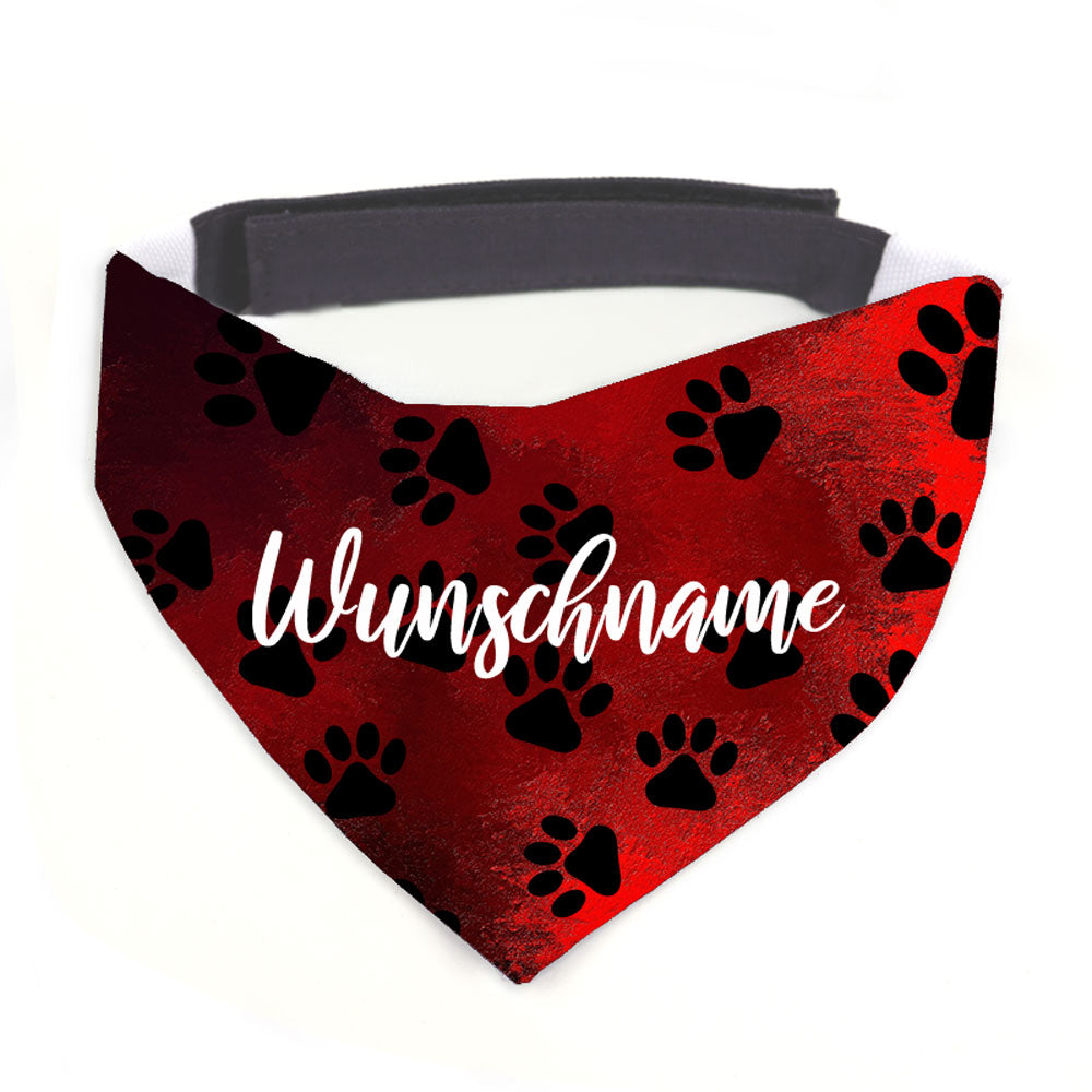 Hunde-Halstuch Hundespruch Pfötchen rot Wunschname-Tierisch-tolle Geschenke-Tierisch-tolle-Geschenke