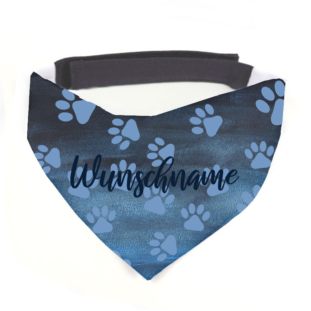 Hunde-Halstuch Hundespruch Pfötchen blau Wunschname-Tierisch-tolle Geschenke-Tierisch-tolle-Geschenke