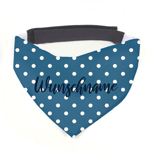 Hunde-Halstuch Hundespruch Dots blau Wunschname-Tierisch-tolle Geschenke-Tierisch-tolle-Geschenke