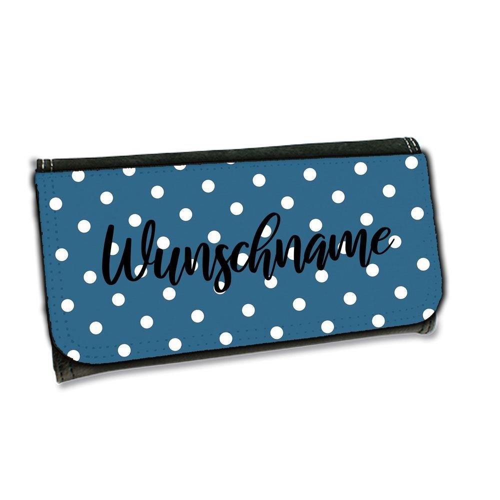 Geldbörse - Dots blau Wunschname - Tierisch tolle Geschenke