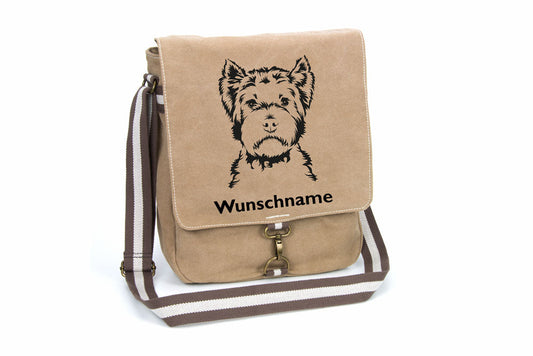 West Highland White Terrier 2 Canvas Schultertasche Tasche mit Hundemotiv und Namen