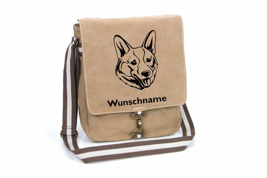 Welsh Corgi Cardigan Canvas Schultertasche Tasche mit Hundemotiv und Namen