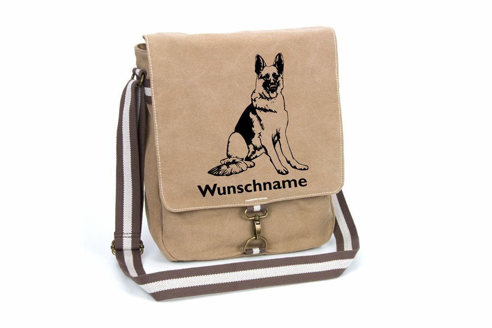 Schäferhund 4 Canvas Schultertasche Tasche mit Hundemotiv und Namen