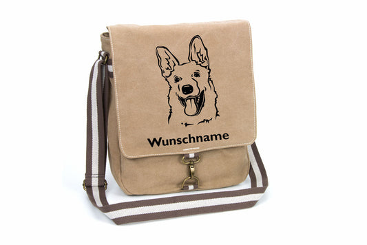 Schäferhund 1 Canvas Schultertasche Tasche mit Hundemotiv und Namen